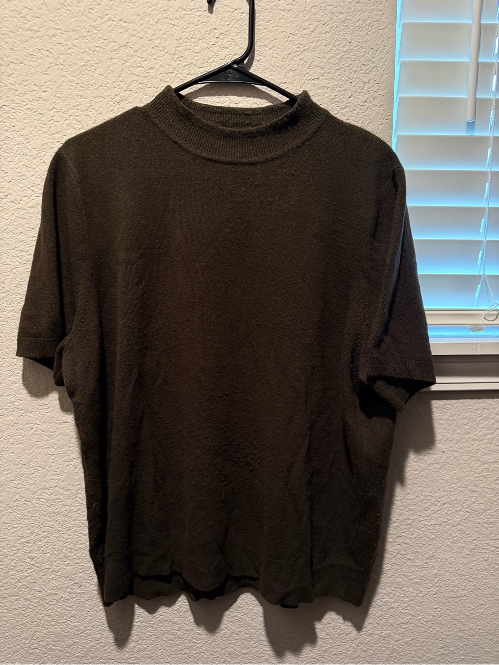 Relaxed Mock Neck Short Sleeve Top - brown